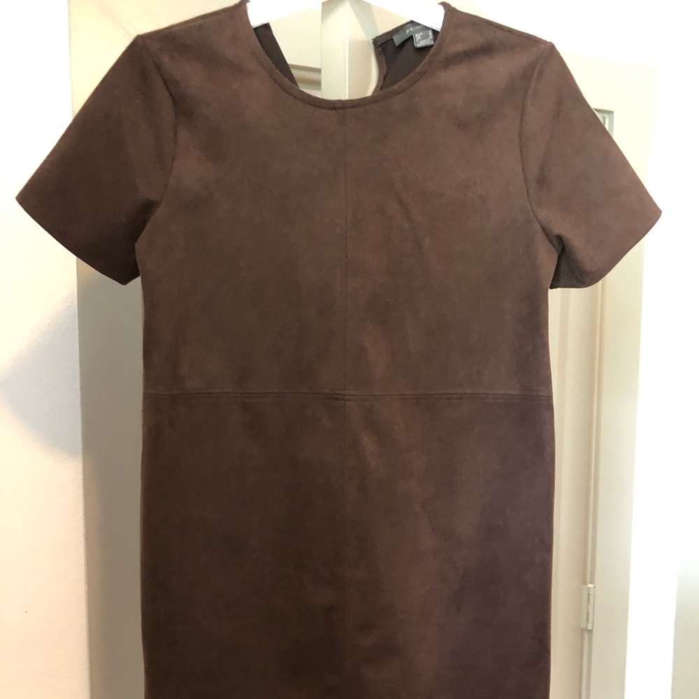 Brown faux suede dress